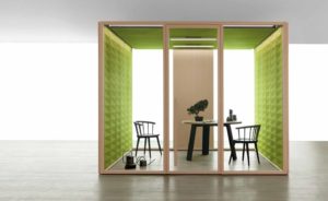 CSS Raum in Raum Akustik Kabine grün und holz